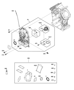Crankcase Cover/Sump Group Diagram and Parts List for 61G277-0029-J1  Briggs and Stratton Engine